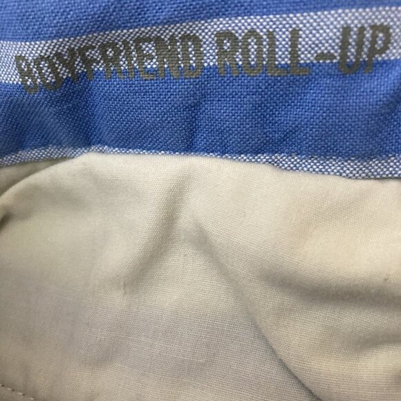 Khakis by Gap Shorts Bermuda Boyfriend Rollup Blue Striped Womens Size 11 13 - Picture 3 of 7